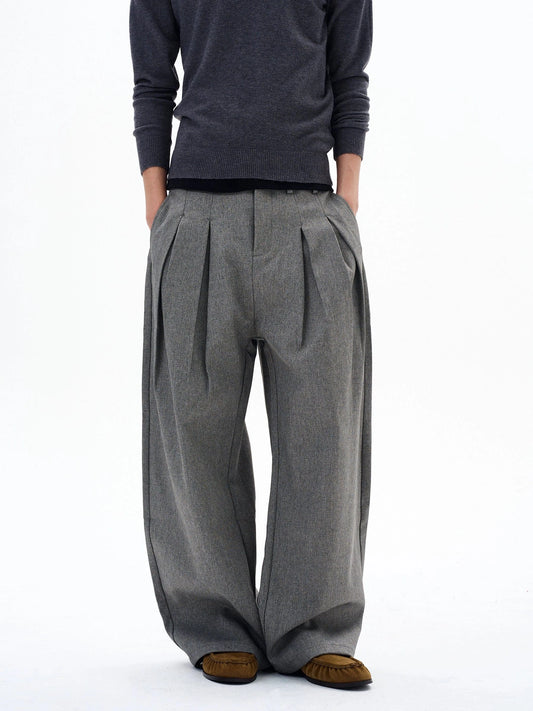 RT No. 29023 GRAY PLEATED BAGGY STRAIGHT PANTS
