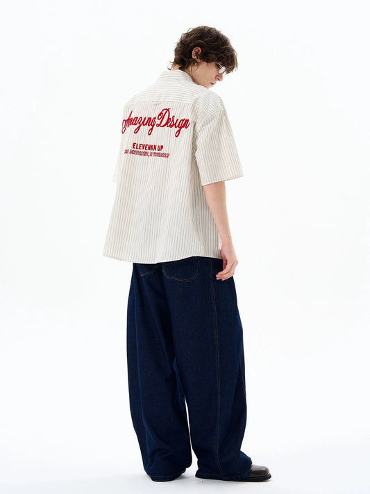 RT No. 18509 STRIPED BUTTON-UP SHORT SLEEVE