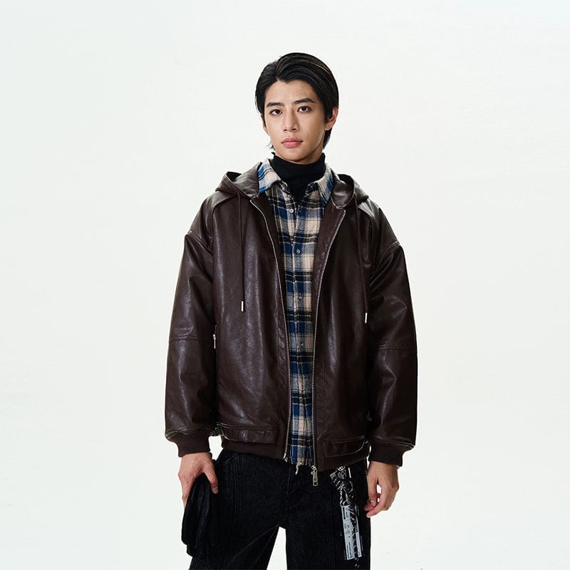 RT No. 11994 HOODED ZIP-UP LEATHER JK