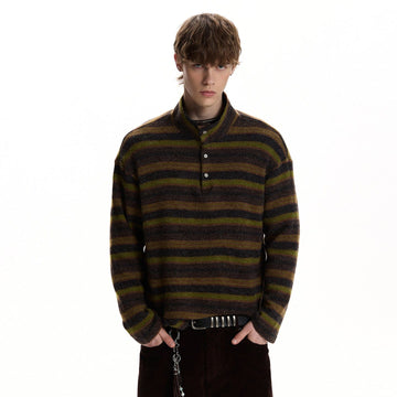 RT No. 59070 KNITWEAR STRIPED MOCK NECK SWEATER