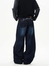 RT No. 12224 DARK BLUE RECONSTRUCTED DENIM SCIMITAR JEANS