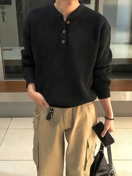 RT No. 32072 KNITWEAR HENLEY COLLAR SWEATER