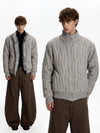 RT No. 50111 KNITWEAR WOLF COLLAR JACKET