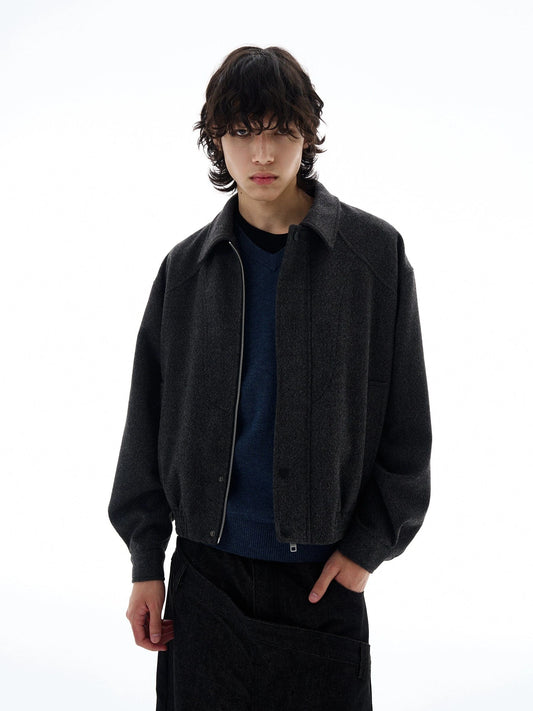 RT No. 25038 MINATO GRAY WOOLEN ZIPPER JACKET
