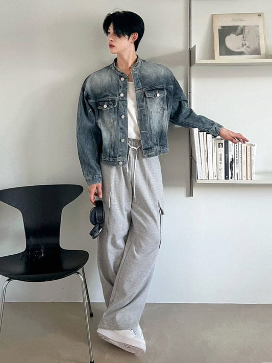 RT No. 12489 STAND COLLAR DENIM JACKET