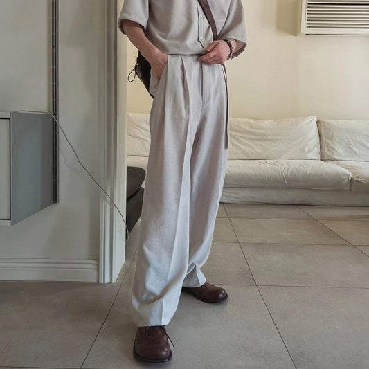 RT No. 18111 COLLAR SHIRT & PLEATED STRAIGHT PANTS