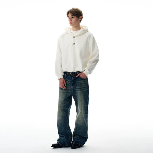 RT No. 42012 KNITWEAR HENLEY COLLAR HOODIE