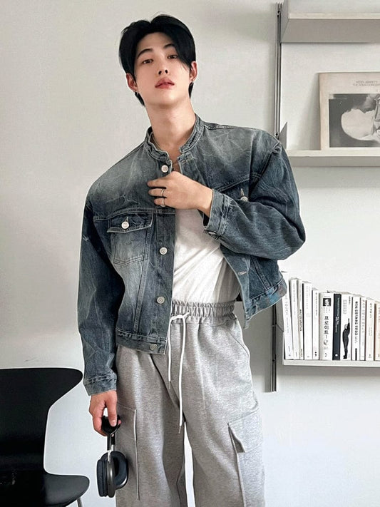 RT No. 12489 STAND COLLAR DENIM JACKET