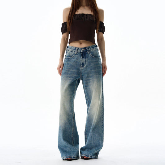 RT No. 19584 WASHED BLUE DENIM STRAIGHT JEANS