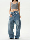 RT No. 12157 DOUBLE WAIST DENIM JEANS