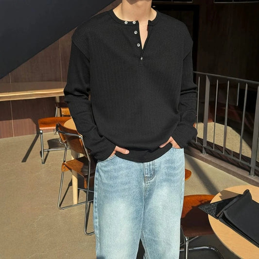 RT No. 18502 KNIT HENLEY COLLAR LONG SLEEVE