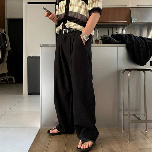 RT No. 18150 PLEATED LINEN STRAIGHT PANTS