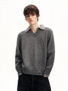 RT No. 50267 KNITWEAR TWO PIECE COLLAR V-NECK SWEATER