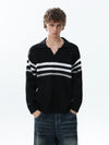 RT No. 50208 STRIPED V-NECK COLLAR SWEATER