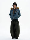 RT No. 32519 FUR HOODED DENIM JACKET