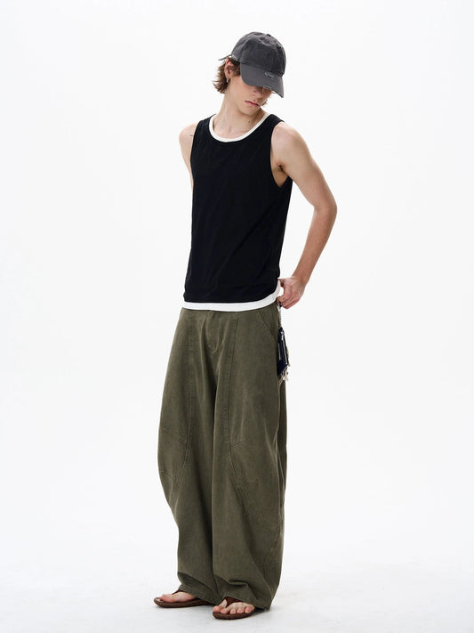 RT No. 18141 RECONSTRUCTED WIDE STRAIGHT PANTS