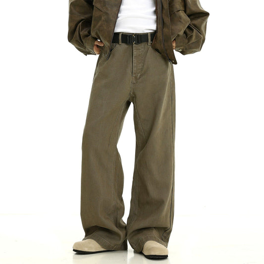 RT No. 10266 COFFEE WIDE STRAIGHT PANTS