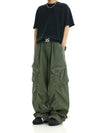 RT No. 11409 GREEN RECONSTRUCTED BAGGY CARGO JEANS