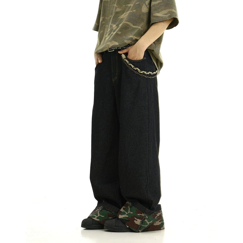 RT No. 11181 CAMO HEM DENIM STRAIGHT JEANS