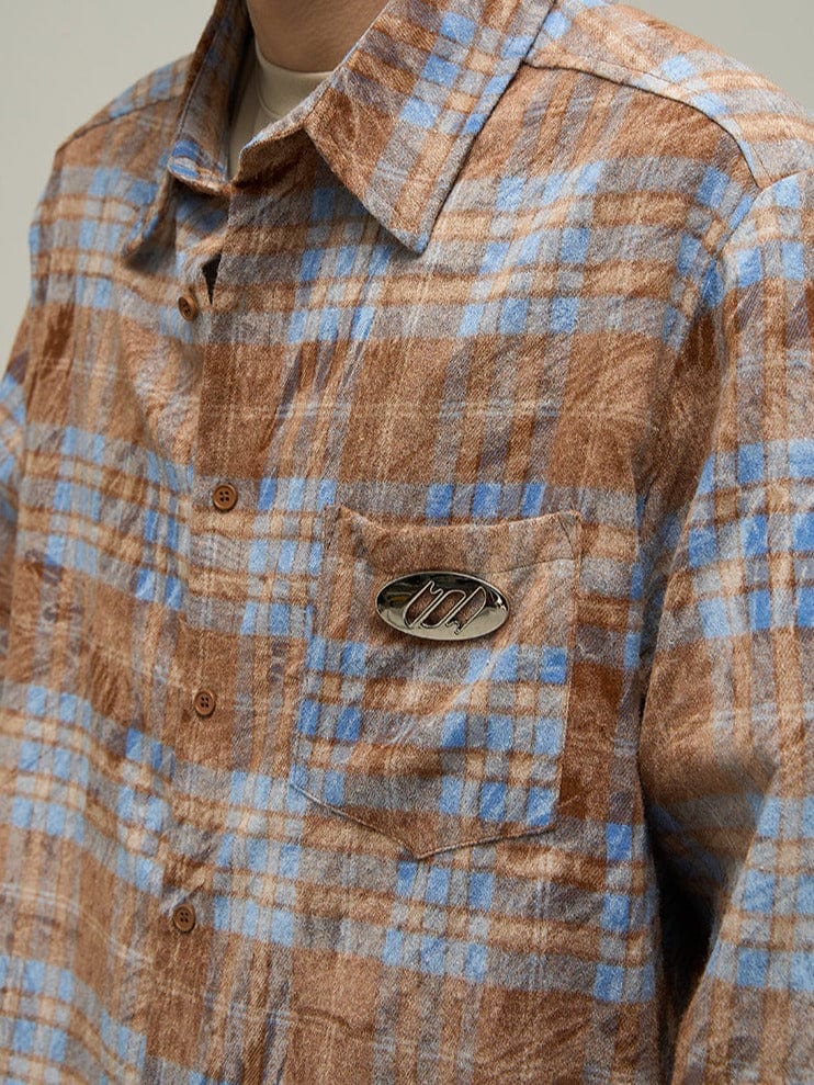 RT No. 10034 BROWN PLAID SHIRT JK