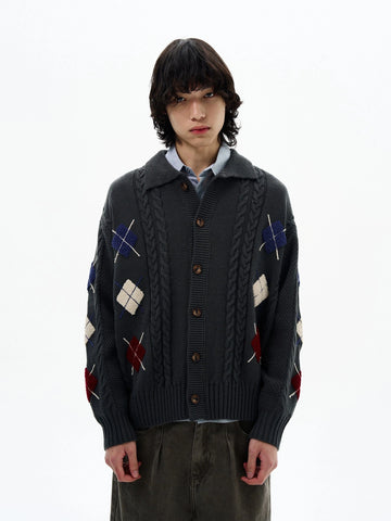 RT No. 32098 KNITWEAR DIAMOND LAZY CARDIGAN JACKET