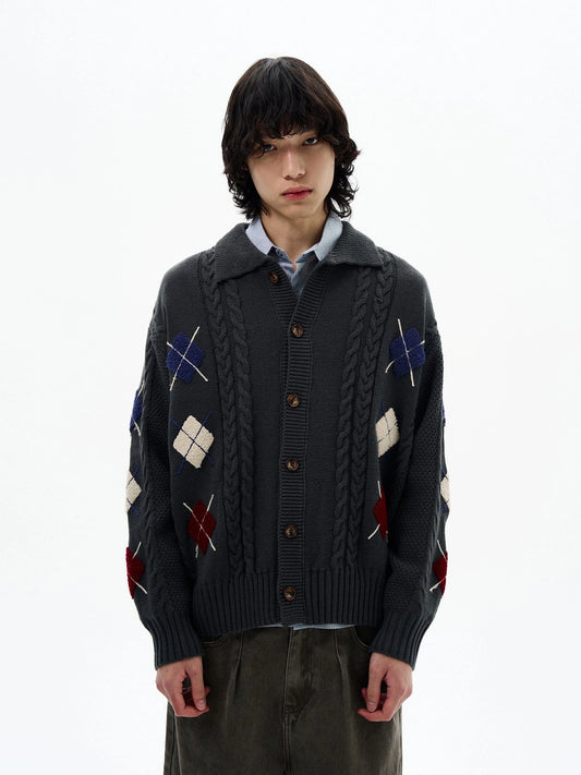 RT No. 32098 KNITWEAR DIAMOND LAZY CARDIGAN JACKET