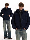 RT No. 55006 RIBBED FUR HOOD JACKET