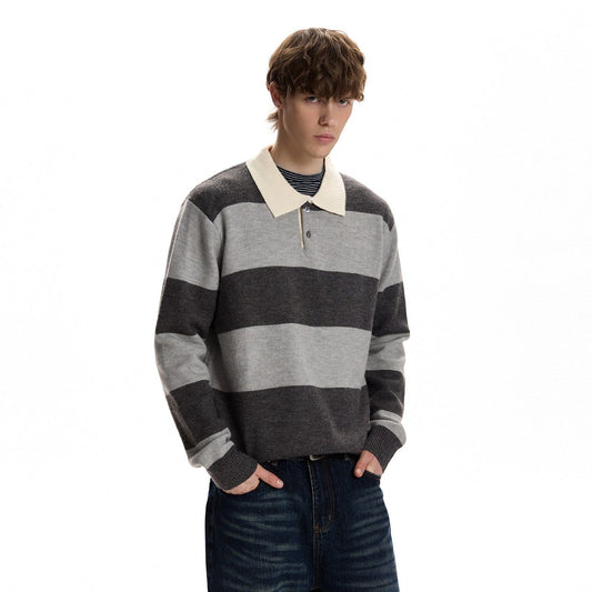 RT No. 59068 KNITWEAR STRIPED POLO SWEATER