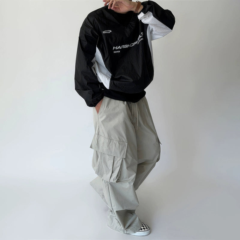 RT No. 11855 MULTI-POCKET PARACHUTE STRAIGHT PANTS