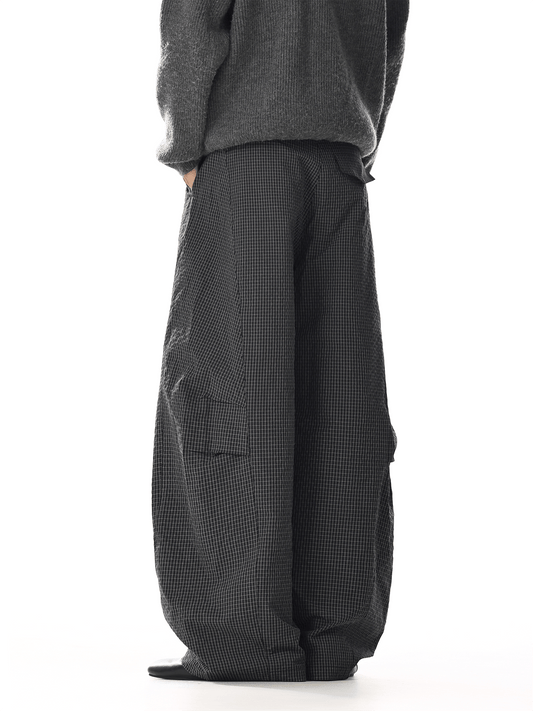 RT No. 32010 PLEATED PLAID SCIMITAR STRAIGHT PANTS