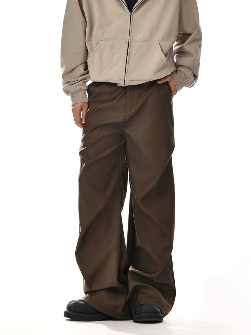 RT No. 12048 BROWN PLEATED STRAIGHT PANTS