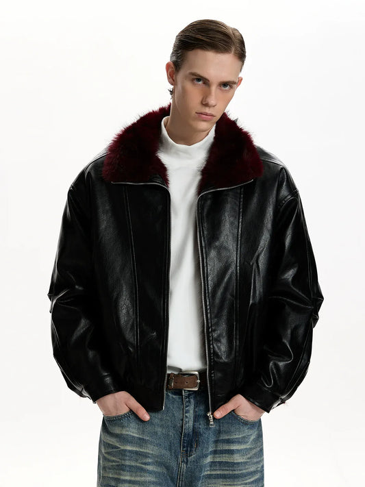 RT No. 50112 FUR COLLAR LEATHER JACKET