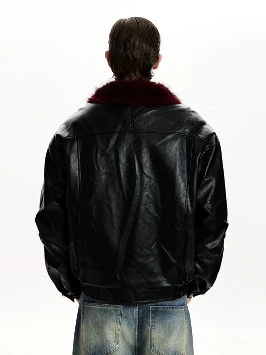 RT No. 50112 FUR COLLAR LEATHER JACKET
