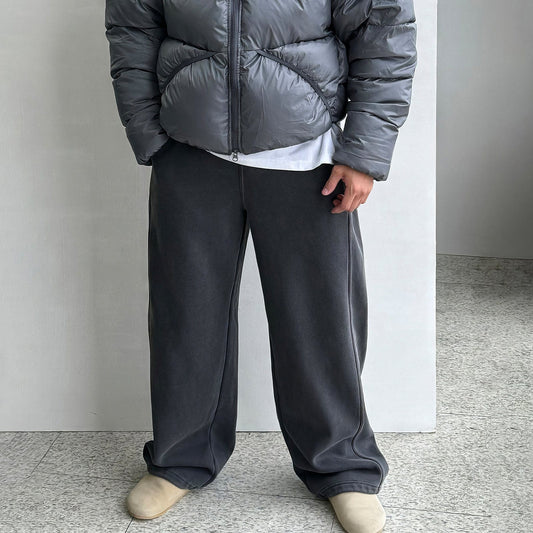 RT No. 12435 DARK GRAY ZIP LETTERED HOODIE & BAGGY SWEATPANTS