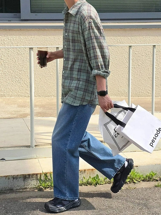 RT No. 19524 PLAID BUTTON-UP SHIRT