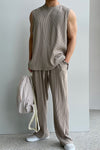 RT No. 9524 PLEATED SLEEVELESS SHIRT & WIDE DRAWSTRING PANTS