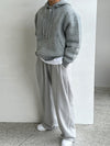 RT No. 12437 GRAY KNITTED ZIP-UP HOODIE