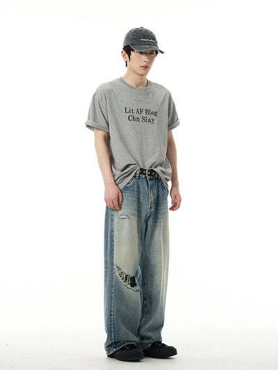 RT No. 11302 RIPPED BLUE DENIM JEANS