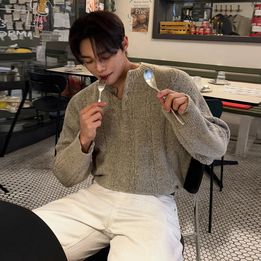 RT No. 33011 KNITWEAR HENLEY COLLAR SWEATER