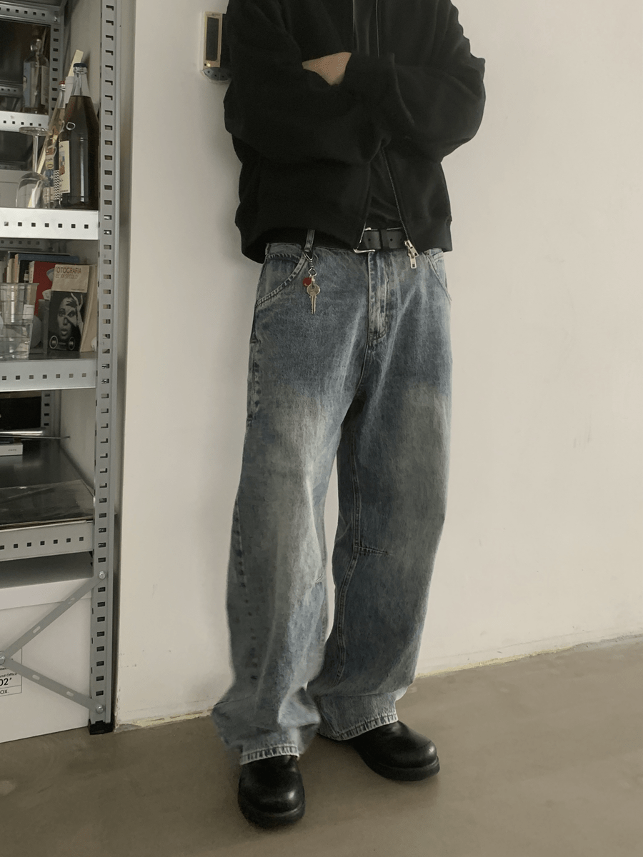 RT No. 18876 WASHED BLUE DENIM STRAIGHT JEANS – REALTAKAI