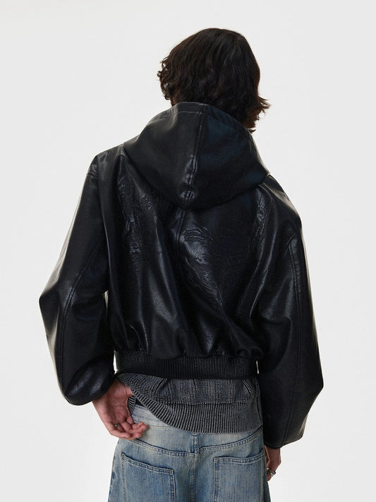 RT No. 50122 SILHOUETTE HOODED LEATHER JACKET