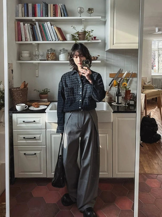 RT No. 32074 PLEATED WIDE STRAIGHT PANTS