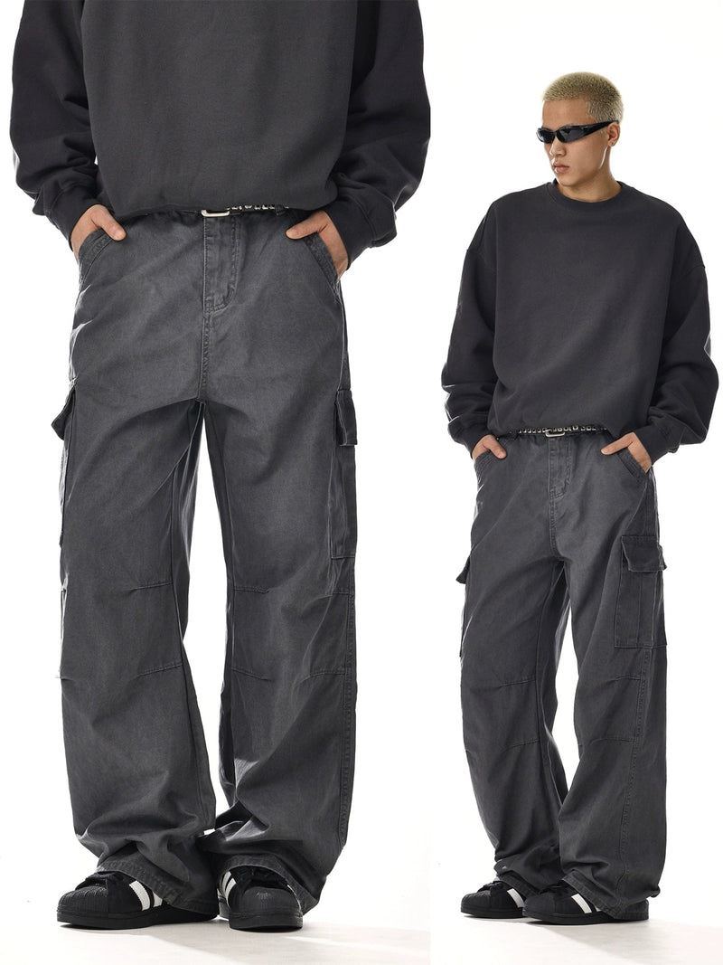 RT No. 12051 DARK GRAY WORKWEAR CARGO STRAIGHT PANTS