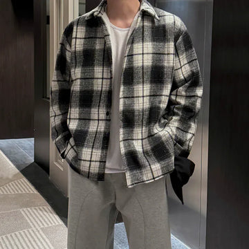 RT No. 42104 PLAID BUTTON-UP SHIRT JACKET