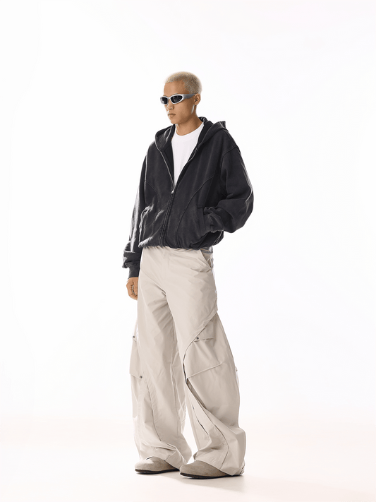 RT No. 19822 RECONSTRUCTED CREAM BAGGY STRAIGHT PANTS