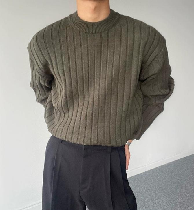 RT No. 11808 VERTICAL KNIT PULLOVER SWEATER