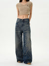 RT No. 12213 WHISKER BLUE DENIM STRAIGHT JEANS