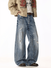 RT No. 19813 BLUE DISTRESSED DENIM STRAIGHT JEANS