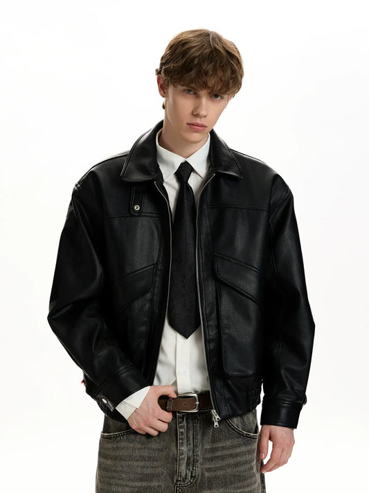 RT No. 45027 SILHOUETTE COLLAR LEATHER JACKET
