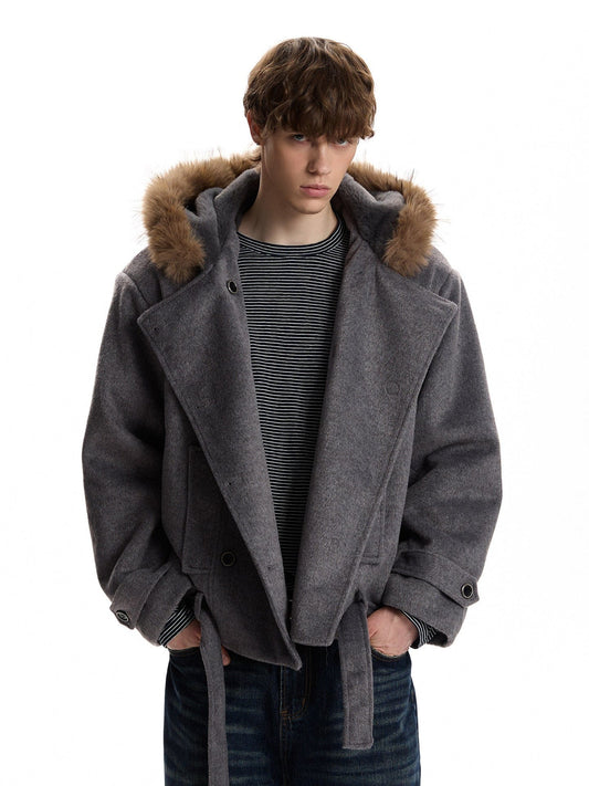 RT No. 59028 WOOLEN FUR COLLAR PARKA JACKET